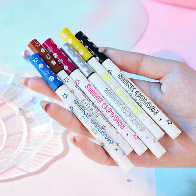 网红彩色眼线笔防水速干不晕染软毛随心COS蓝色棕色白色眼线液|ru