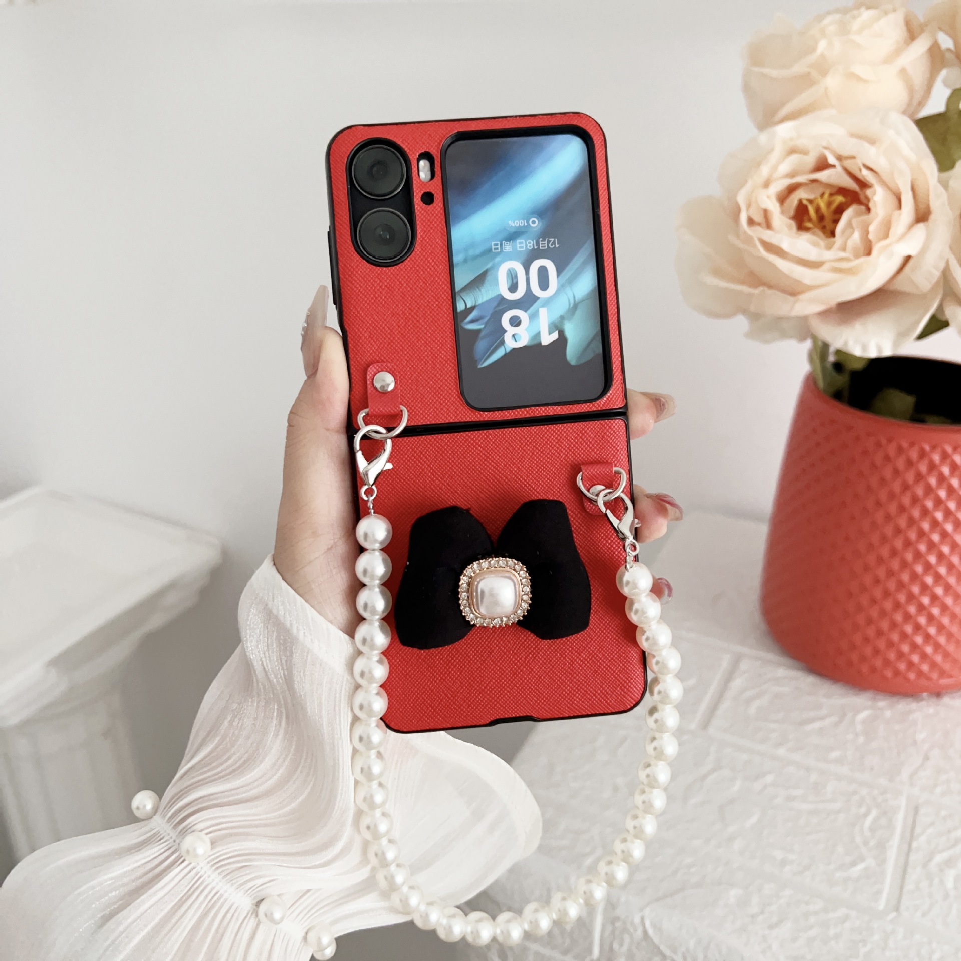 Funda de teléfono mariposa con perlas y pulsera para samsung_voghion.com