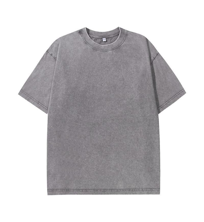 Transfronterizo europeo y americano pesado copo de nieve frito algodón retro lavado y viejo OVERSIZE camiseta de manga corta personalizada de marca de moda de bricolaje