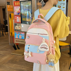 日本のドーパミンスクールバッグ 2025 新しい甘い女の子の対照的な色のファッション多用途大容量バックパック女性のバッグ