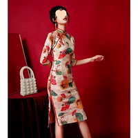 Улучшенная версия Cheongsam 2025, весеннее элегантное платье Cheongsam для молодых девушек в стиле ретро в китайском стиле