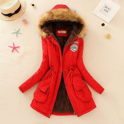 Autumn and winter new pattern cotton-padded clothes European style Large Self cultivation Mid length version Plush thickening Drawstring Waist Cotton coat