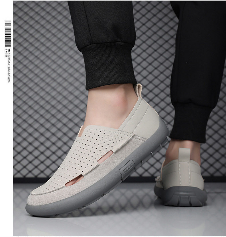 Dép sandal nam lỗ thoáng khí đế mềm kiểu lười — Màu be, Màu kaki chi tiết 14