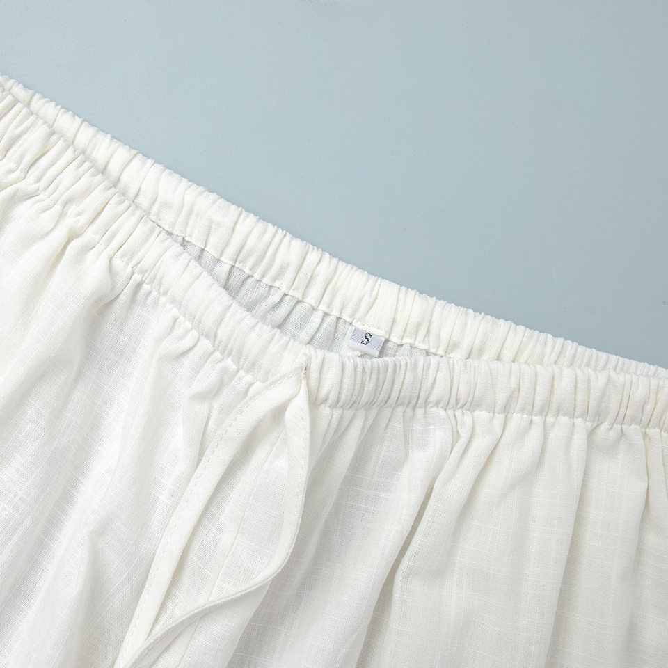 Bộ sơ mi dài tay cổ bẻ phối quần ống rộng dáng suông chất cotton — Màu cà phê, Màu cà phê nhạt, Màu kaki, Màu mơ chi tiết 49