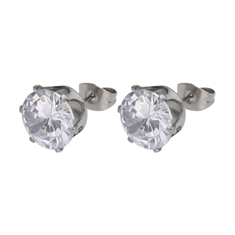 Moda europea y americana creativa cristal Stud pendientes titanio acero seis garras diamante Stud pendientes Acero inoxidable Zircon Stud pendientes mujer fábrica de Ventas Directas