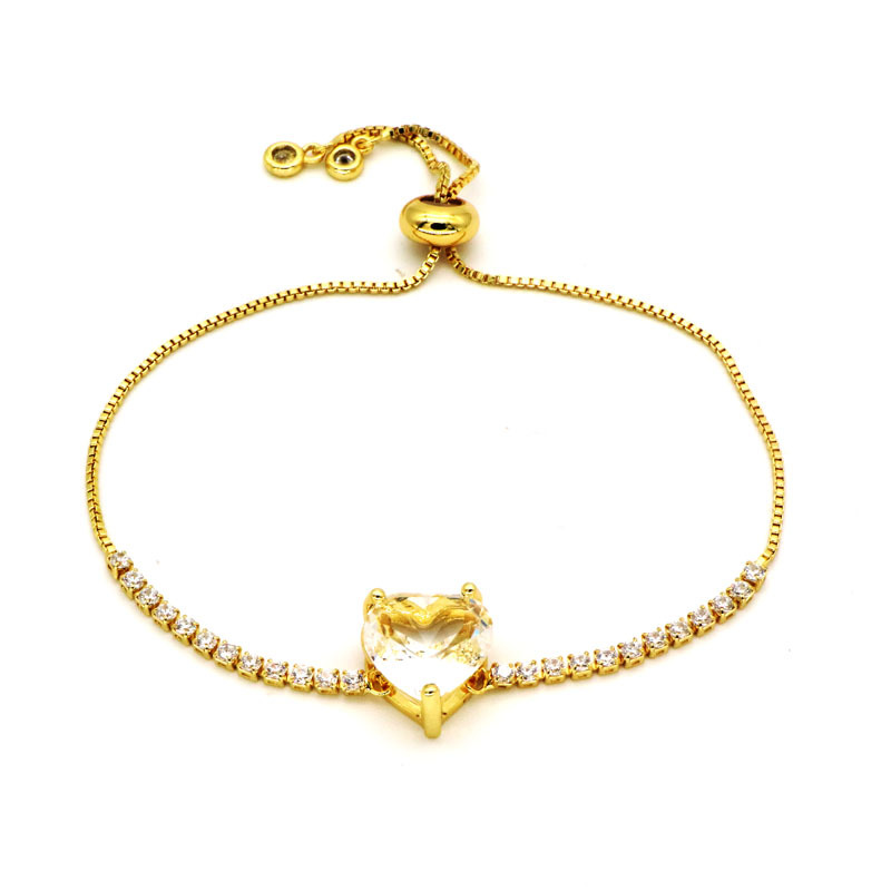 Fashion Heart Shape Copper Inlay Zircon Bracelets 1 Piece