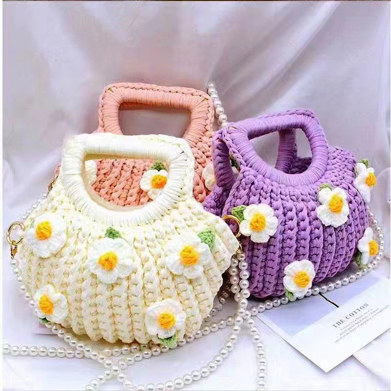 Bolsos de chatarra tejidos a mano DIY encantadores, botellas de jardín, botellas de material de concha, regalo para amigos y novias