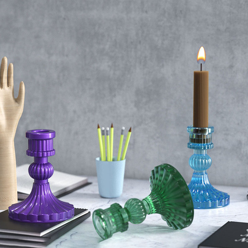 Poppy diy crystal glue jewelry abrasive three-dimensional striped pillar candle holder silicone mold source wholesale