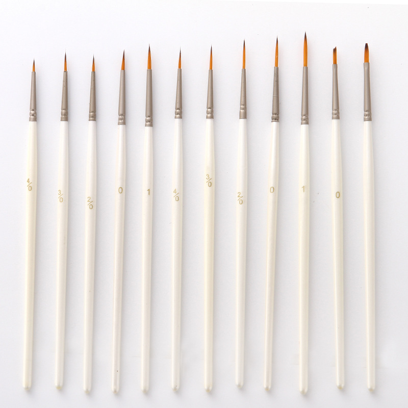 12 unids miniatura señaló nylon lana gancho pluma acuarela cepillo al óleo del arte clavo pintura suministros