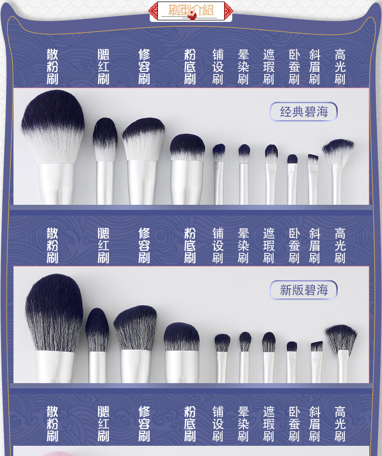 Cangzhou Bihai Chaosheng offers a complete set of 10 makeup brush sets, including foundation brushes, blush brushes, eyeshadow brushes, and makeup tools Application Scenario