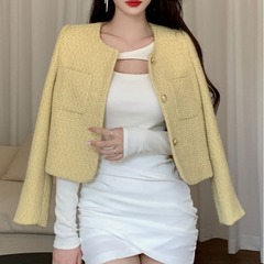 名媛小香風ショートコート女性春秋モデル外着気質高級感純欲風洋風ショートコートファッションクール