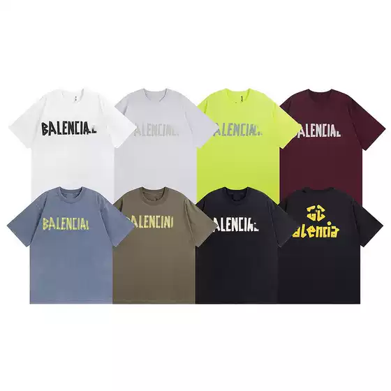Correct Version Paris Tide Brand B Home 24ss New Tape Pulp Printing Washed and Grind Short Sleeve Tide Brand T-shirt