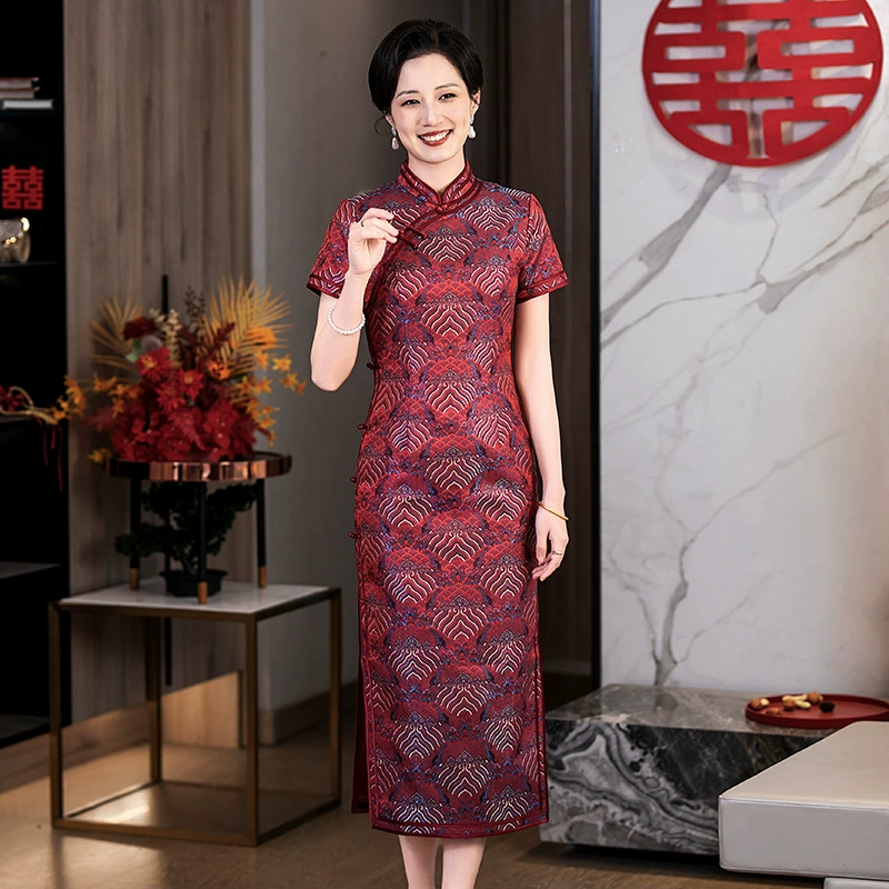 Элегантный свадебный наряд для свекрови, улучшенный чонсам, новинка весна/лето 2025, стильное облегающее платье.