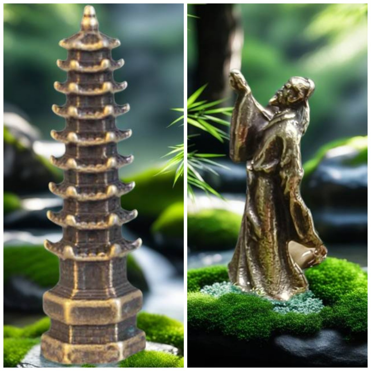 Brass Jianghu Cloak Swordsman Ancient Figure Bonsai Plant rockery flowing water fish tank small ornaments micro landscape