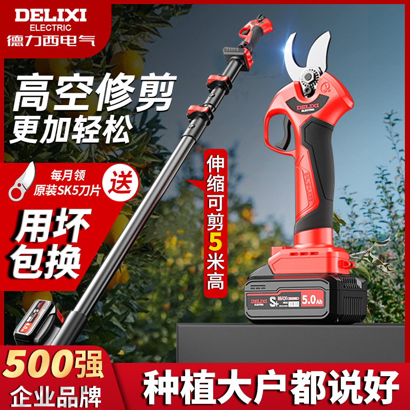 德力西电气剪刀修枝剪果树剪子锂电充电式剪树枝园艺修花枝条苗木