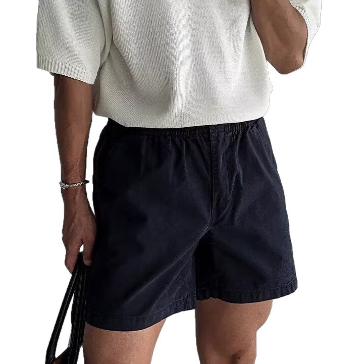 Pantalones cortos para hombre, pantalones de cinco puntos, pantalones casuales de negocios, pantalones sueltos con cintura elástica, venta al por mayor transfronteriza de moda, tacto de seda helada.