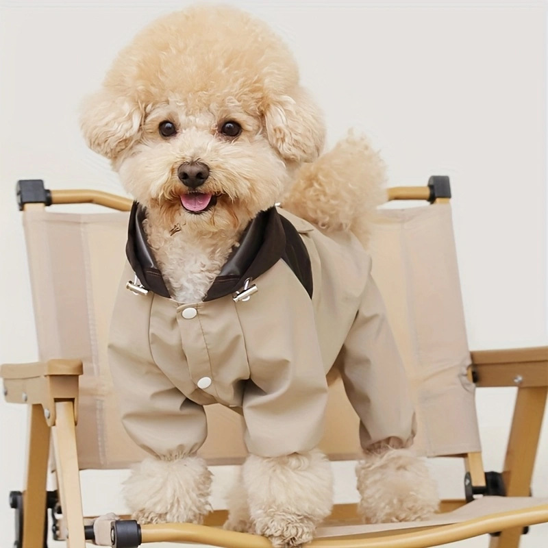 ペット犬レインコート防水四本足作業服コントラストカラーステッチジャケット防風ハンサム犬服|undefined