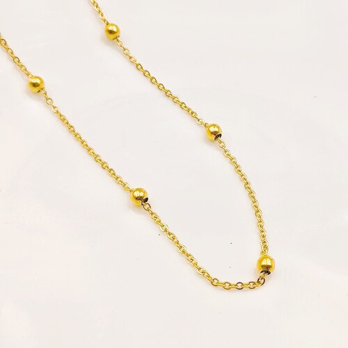 Vacuum electric 18K gold titanium steel clip bead chain flat O chain spacer bead chain semi-finished chain diy handmade bracelet necklace material