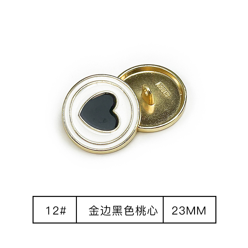 12# gold edge black peach heart 23mm