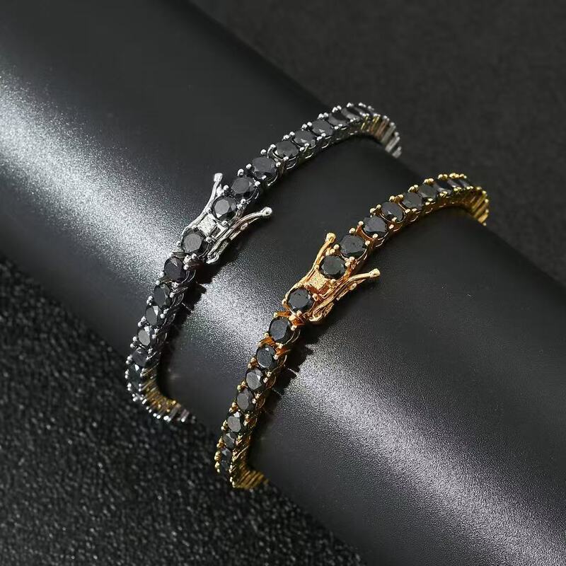European and American 4mm 5mm Wide Zircon Tennis Bracelets, Cross-Border Hot-Selling Items, Hip-Hop Classic Simple Fashion Jewelry for Men and Women