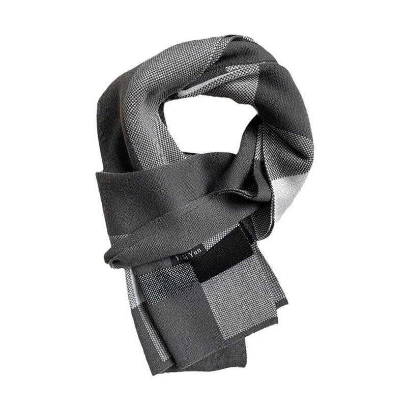 Bufandas de punto coreanas de estilo universal engrosado y cálido para enviar regalo al novio collar de otoño y invierno nuevo bufandas a cuadros