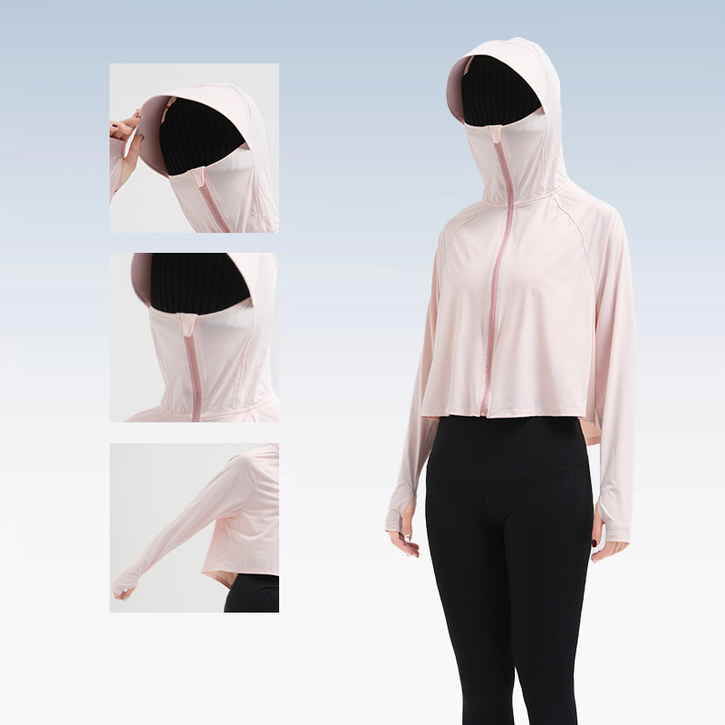 Ropa de protección solar con capuzas delgada de verano para mujeres, abrigo anti-UV transpirable 2024 nueva ropa de protección solar de hielo