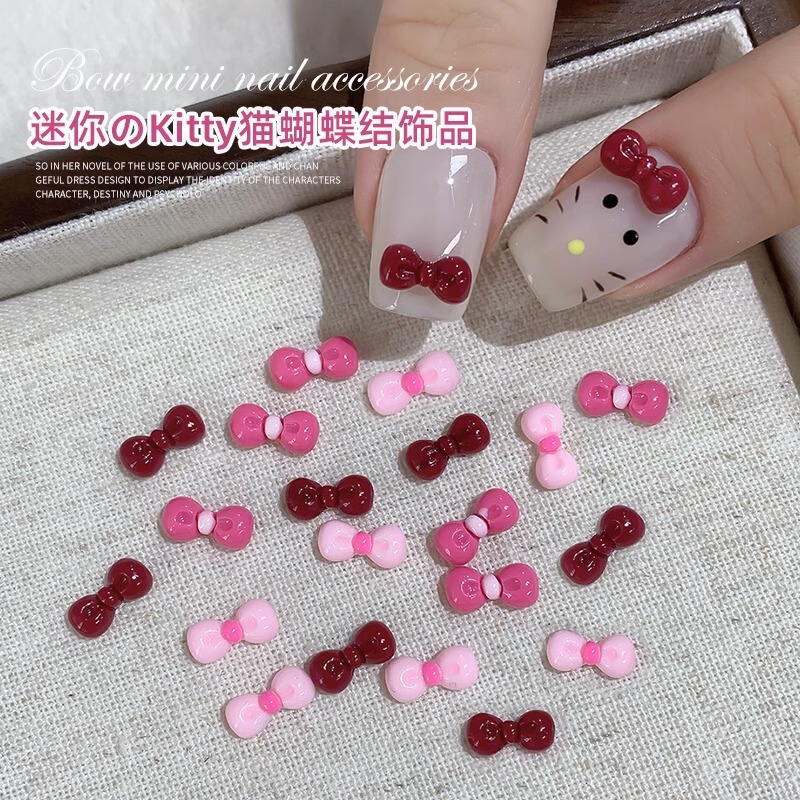 Nail Bow Jewelry Sweetheart Barbie Cartoon Cute Cat Bow Tie Resin Diamond Wear Nail Decoration