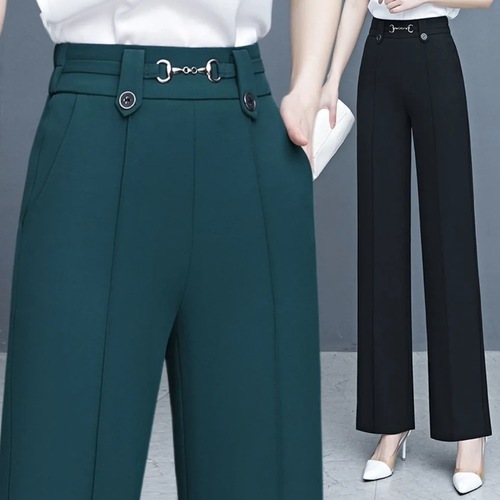 High-waisted drape straight-leg pants for elegant women, 2025 spring thin version, wide-leg pants for middle-aged and elderly mothers
