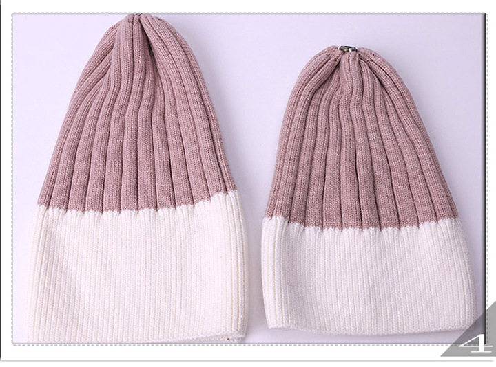 Chapeau chaud d'automne et d'hiver en forme de boule de renard, couleur unie, tricoté, pour adultes et enfants, mode parent-enfant_voghion.com