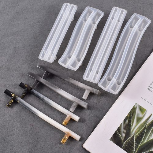 DIY crystal resin tool handle mold, 4 styles of 3D tray coaster handle mirror resin silicone mold