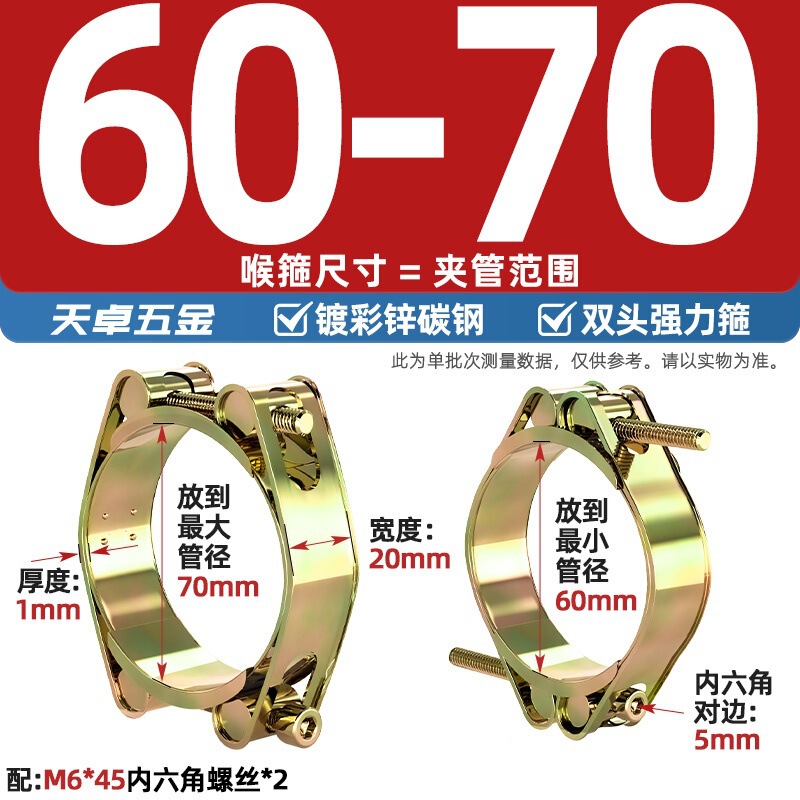 欧式铁镀锌双头强力卡箍喉箍双层高压加强型橡胶管夹重型卡扣抱箍|undefined