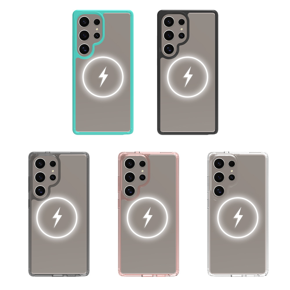 Aplicable a S25 ULTRA 2 - en - 1 succión magnética transparente caja de teléfono móvil bolsa de aire anti-caída N52 fuerte succión magnética cubierta protectora en stock