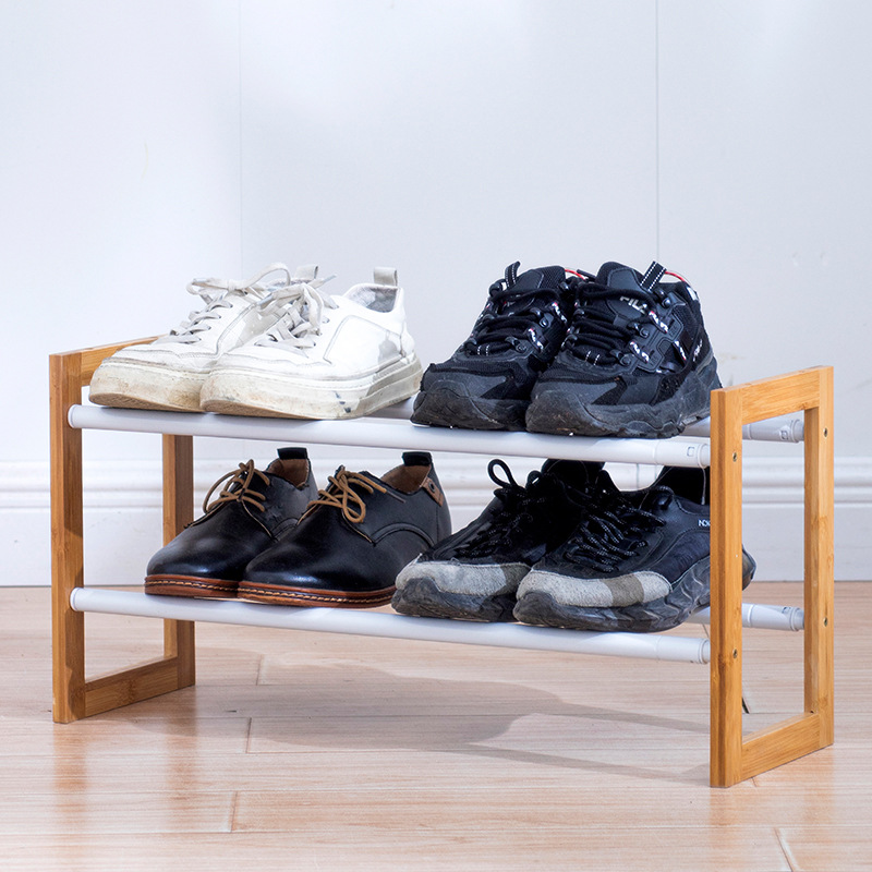 Estante de zapatos multicapa simple en el hogar retráctil superpuesto armario de zapatos puerta a prueba de polvo almacenamiento estante de almacenamiento de pasillo dormitorio