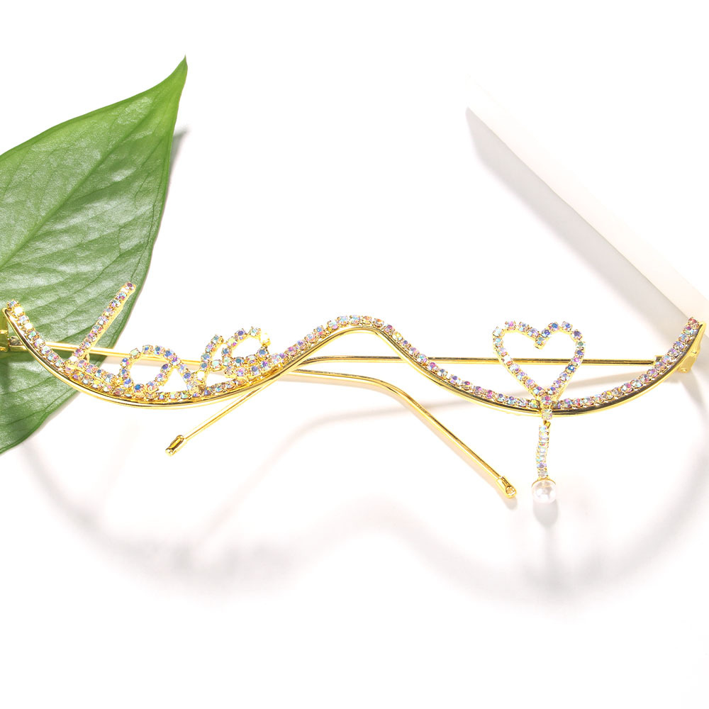 AliExpress Venta caliente rhinestone gafas Marco europeo y americano personalizado cartas cara joyería brillante accesorios ojo marco