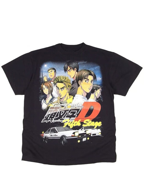 Initial D, Sanjiro Miki, anime, manga, cartoon character, casual, vintage-style men's short-sleeved T-shirt Initial D, Sanjiro Miki, anime, manga, cartoon character, casual, vintage-style men's short-sleeved T-shirt