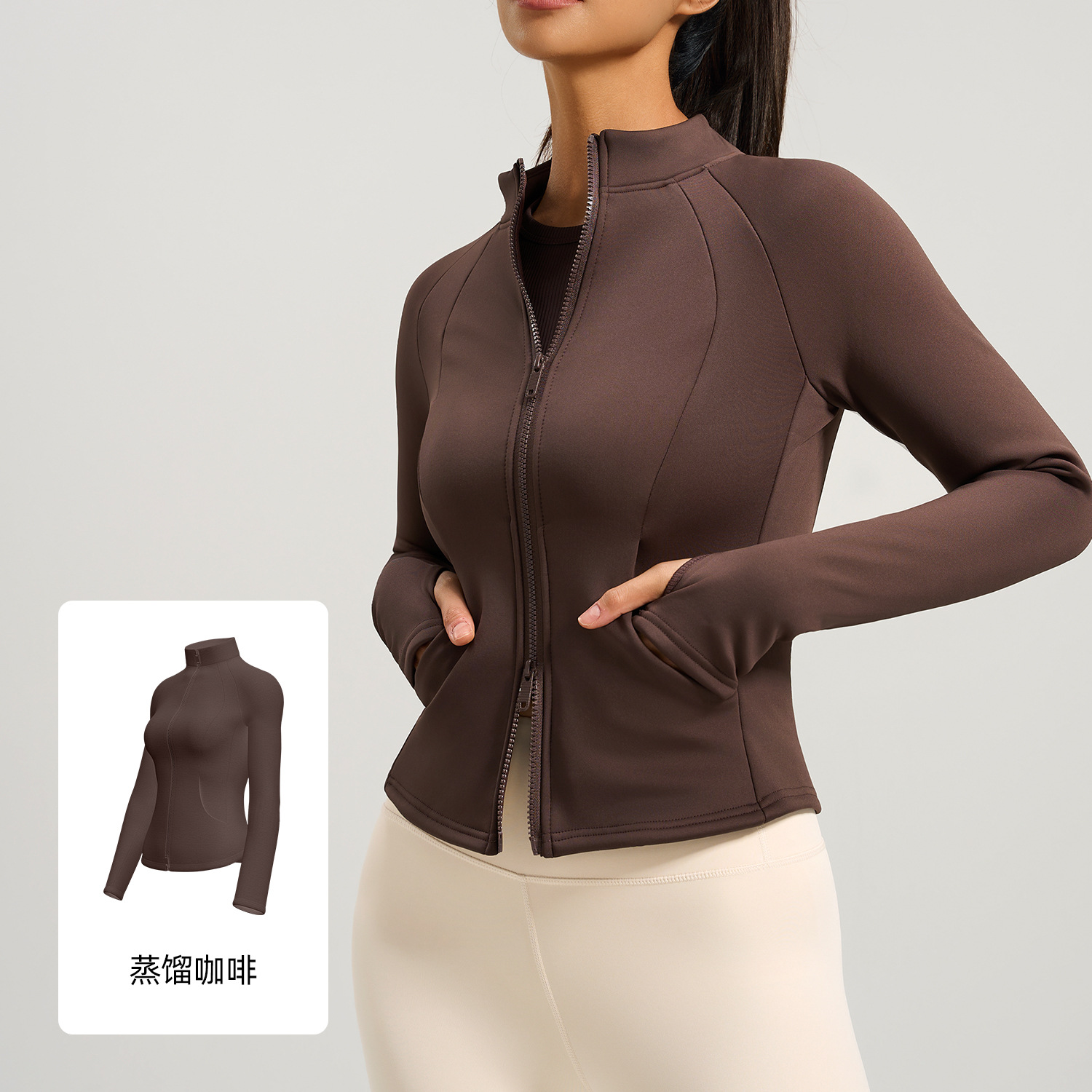 Juyi Tang mel桃 vello de cuello de bolsillo abrigo otoño invierno nuevo vello grueso abrigo de yoga de cuello de collar