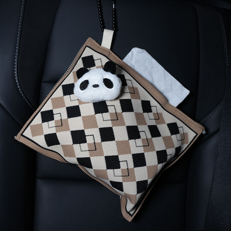 Car tissue box/set: Biqi Bixing Creative Hanging Car - orange-white-spots-bear-head