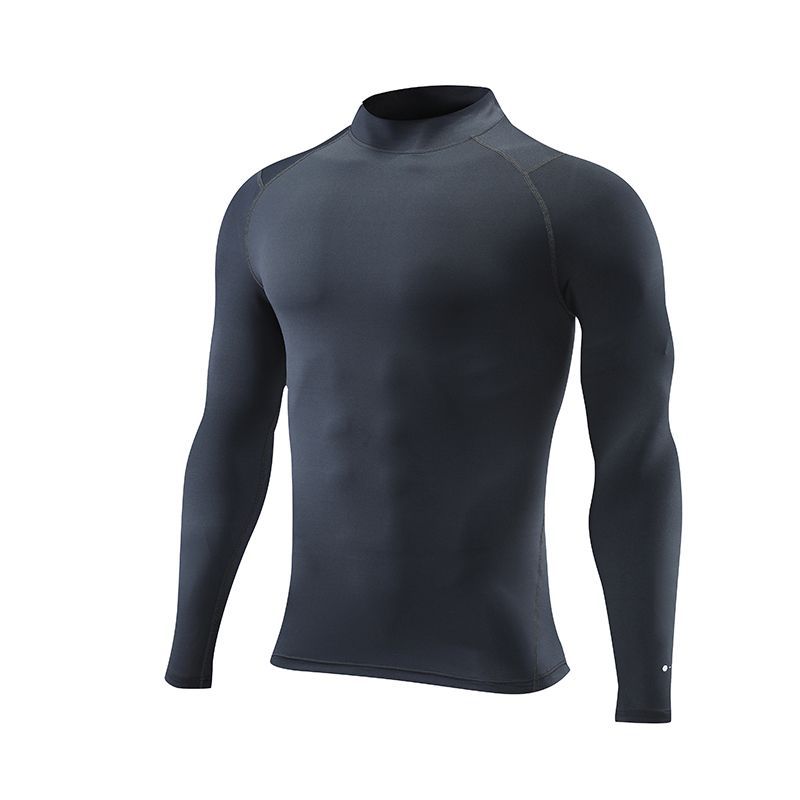 Primavera y otoño deportes de los hombres al aire libre de manga larga apretado entrenamiento de la aptitud de alta elástico apretado correr ropa de secado rápido en stock impreso LG