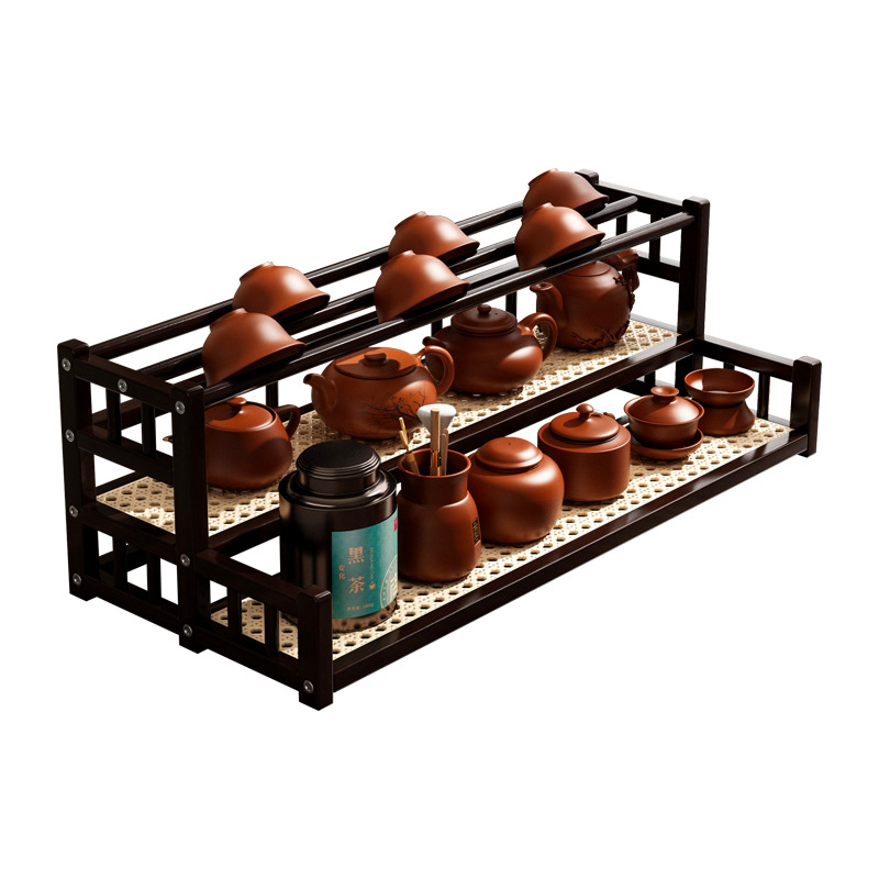 Taza de té estante sala de té estante de almacenamiento no madera sólida escritorio chino Bo Gu tabla de té estante de exhibición de té almacenamiento pequeño