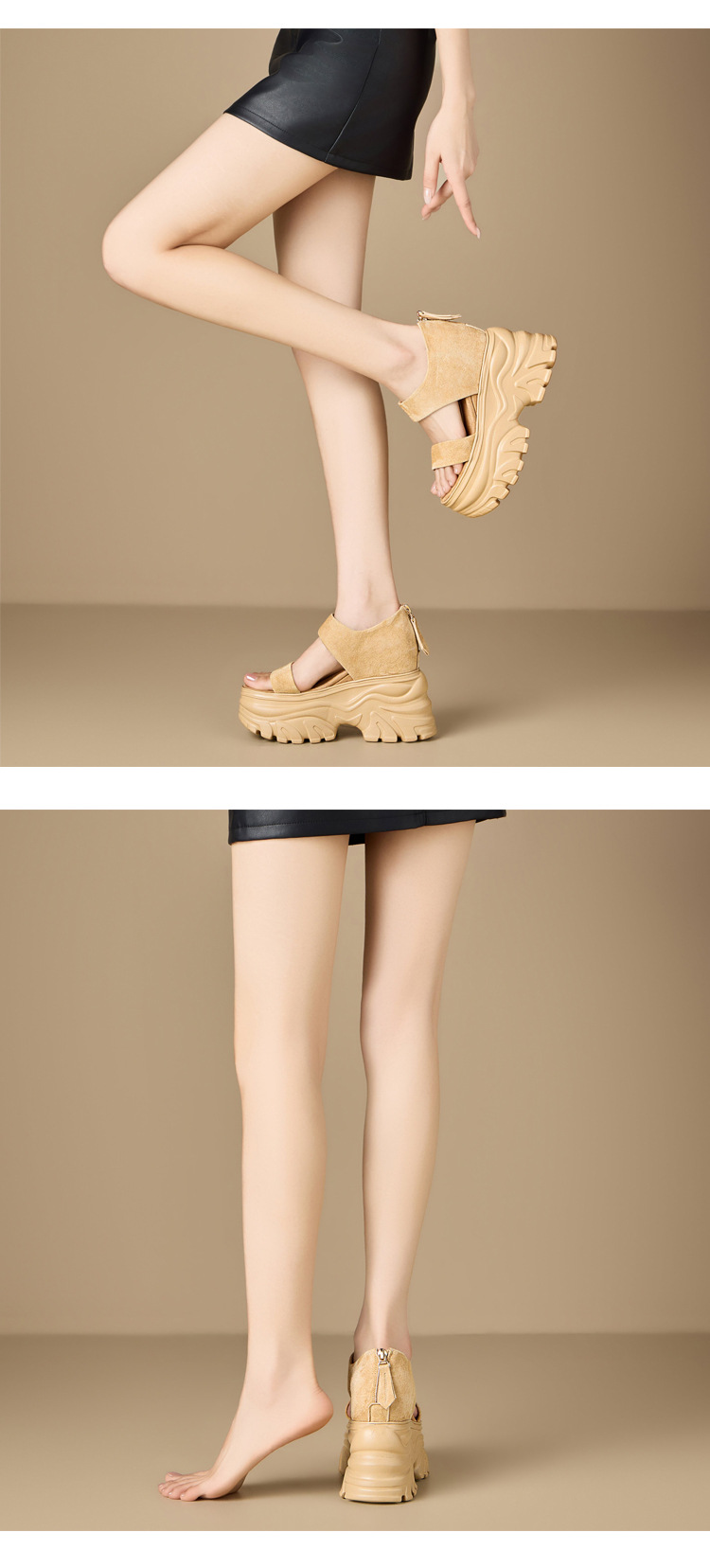 Sandal cao gót nữ đế xuồng phong cách La Mã, gót 12 cm, quai hở mũi, khóa kéo sau — màu đen, màu mơ chi tiết 7