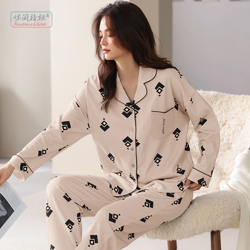 Primavera y otoño pijamas de algodón de las mujeres traje de manga larga 2022 nuevo algodón de las mujeres