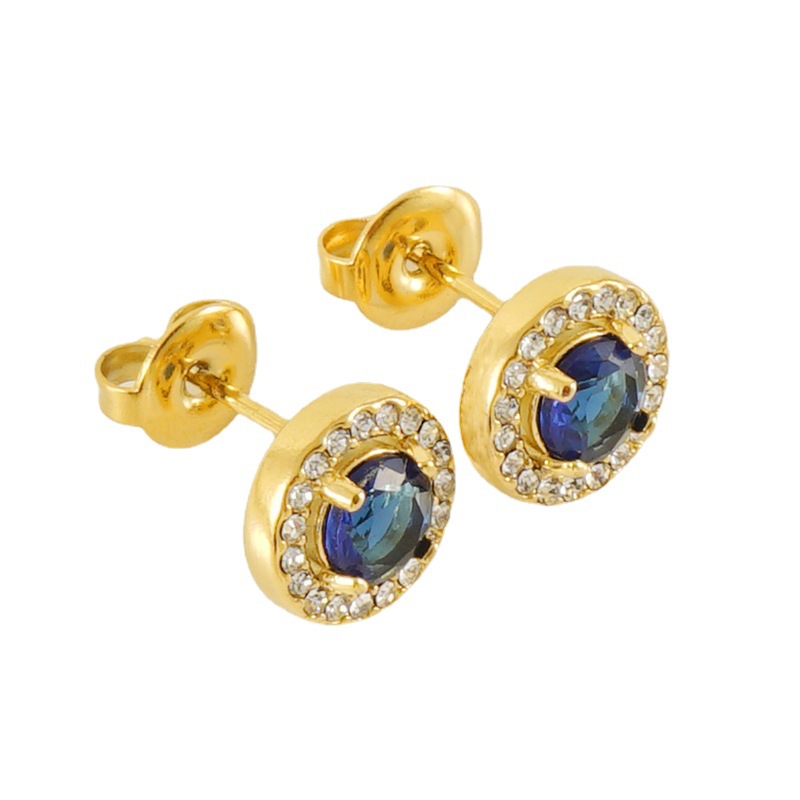 Pendientes de circón de acero de titanio de estilo europeo y americano hembra 18K de acero inoxidable de doble capa pendientes de diamantes de nicho de diseño de alto grado pendientes