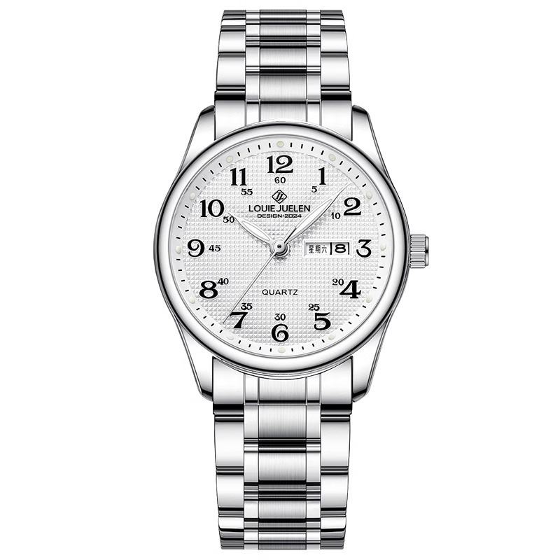 Louis Jelun comercio exterior explosión luminoso reloj de cuarzo para ancianos al por mayor cinturón de acero inoxidable reloj de pareja impermeable para hombres