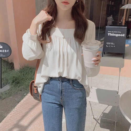 2025 Spring Early Collection Loose Long-Sleeve Solid Color Women's Shirt with Design Sense, Unique Design Chiffon Blouse