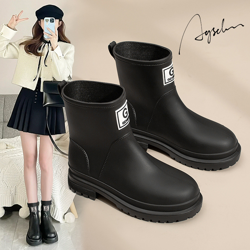 Botas de lluvia Augu Shiden para mujer, novedad de verano 2026, botines cortos de suela gruesa estilo Martin, botas de lluvia modernas para exteriores para adultos, estilo INS.