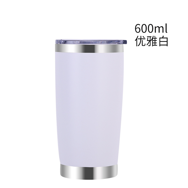 Amazon 20oz coche taza de coche de gran capacidad helado taza de vacío de doble capa de acero inoxidable cerveza paja taza de vacío