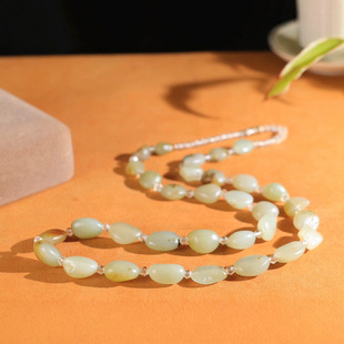 Jin Yutang Xinjiang Hetian Seed Material Original Stone Necklace Jade Quality Delicate, Shining and Moisturizing, Clear Pores Linjiang