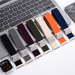 適用蘋果Apple Watch s10錶帶編織尼龍降落傘扣iWatchs987手錶帶