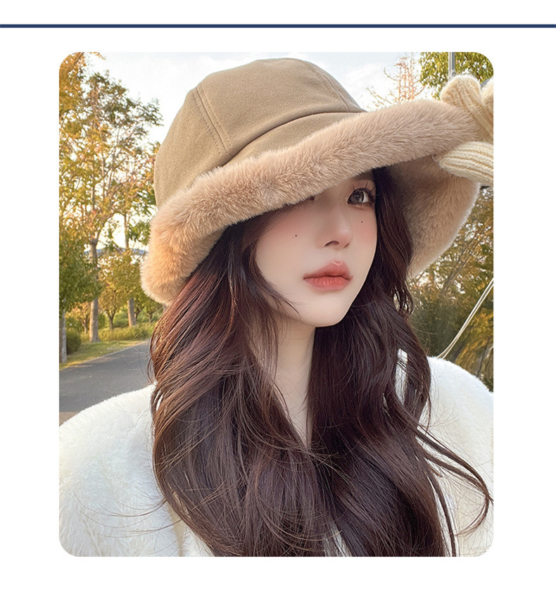 New Autumn and Winter Mongolian Hats for Children's Warmth, Comfort, and Western-style Hats. Japanese Plush, Small, Simple, Elegant Fisherman's Hat_voghion.com