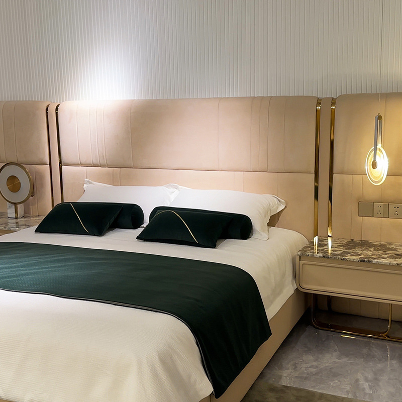 Cama de cuero de vaca, cama de casal doble, cama de casal, cama queen de gama alta, fábrica de Foshan